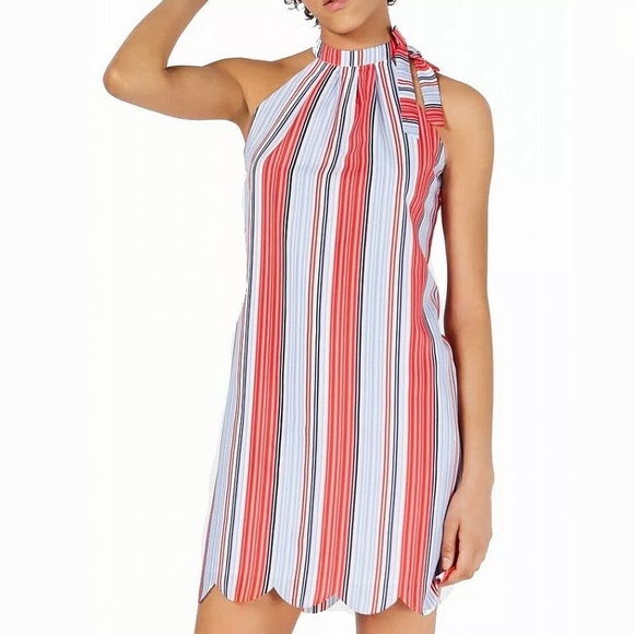 Maison Jules Dresses & Skirts - Maison Jules Striped Halter Tie Neck Shift Dress